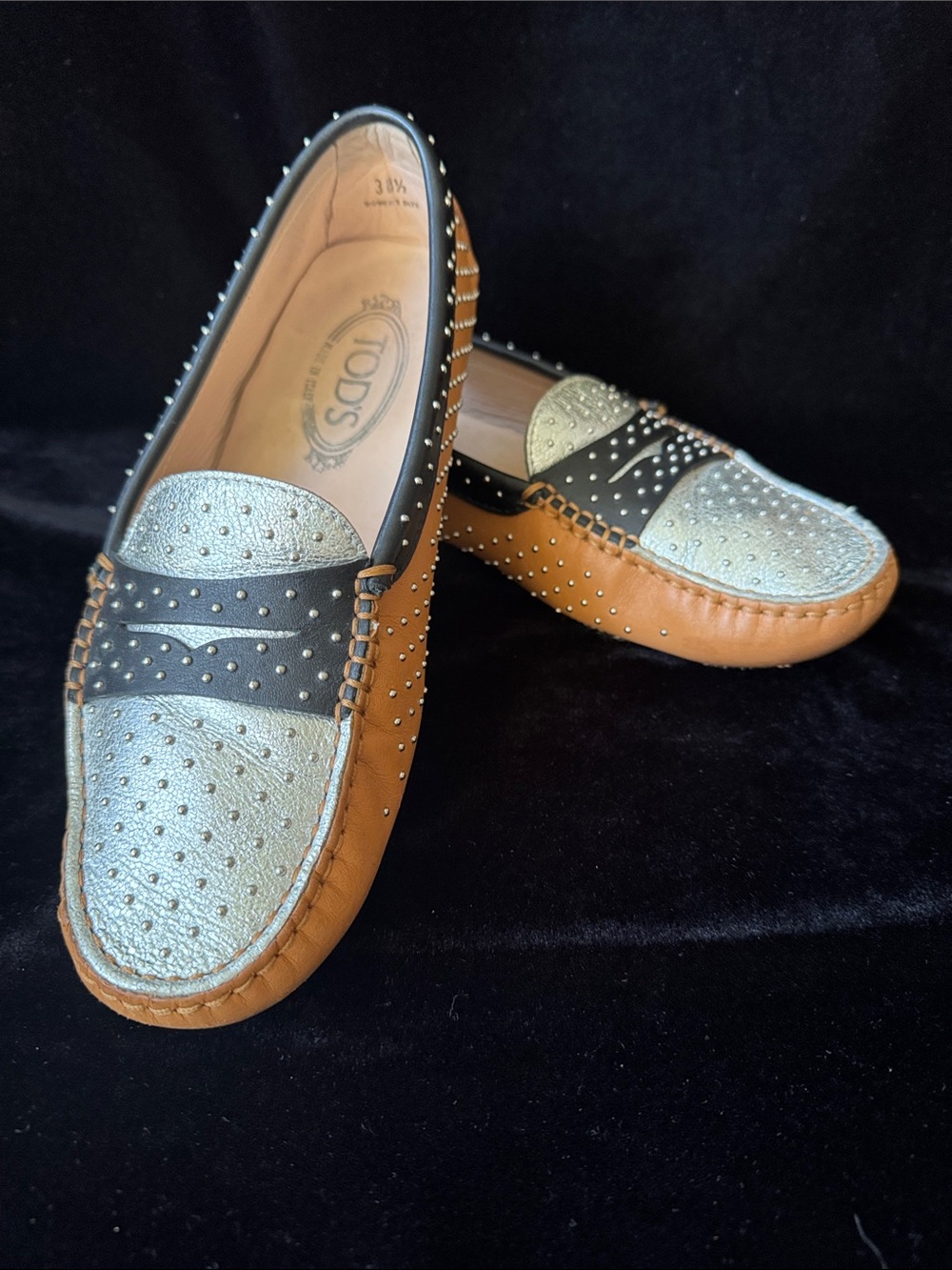 TOD’S Studded Leather Micro Borchie Gommini Driving Loafers